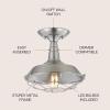 JONATHAN Y 10.5″ Brushed Nickel Gabe LED Semi-Flush Mount Ceiling Light for Farmhouse Kitchen, Rustic Industrial Metal Empire Light Fixture, LED Bulb Included (JYL9517B)(Brushed Nickel)