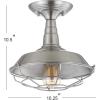 JONATHAN Y 10.5″ Brushed Nickel Gabe LED Semi-Flush Mount Ceiling Light for Farmhouse Kitchen, Rustic Industrial Metal Empire Light Fixture, LED Bulb Included (JYL9517B)(Brushed Nickel)