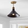 JONATHAN Y 11″ Oil Rubbed Bronze/Brass Gold Metal LED Semi-Flush Mount Ceiling Light, Industrial Farmhouse Fixture for Entryway Kitchen Foyer Bedroom, Metal Cone Shade JYL9511A(Oil Rubbed Bronze/Brass Gold)
