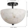 JONATHAN Y 12″ White Marbling/Black Modern 2-Light LED Semi Flush Mount Light, Inverted Dome Ceiling Fixture with White Alabaster Shade for Bedroom, Hallway, LED Bulbs Included (JYL1205B)(Black with White Alabaster Shade)