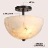 JONATHAN Y 12″ White Marbling/Black Modern 2-Light LED Semi Flush Mount Light, Inverted Dome Ceiling Fixture with White Alabaster Shade for Bedroom, Hallway, LED Bulbs Included (JYL1205B)(Black with White Alabaster Shade)