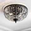 JONATHAN Y 12.25″ Black 2-Light Metal and Acrylic Flush Mount, Modern Glam Low-Ceiling Light Fixture for Hallway Bedroom Bathroom, UL Listed, LED Bulbs Included JYL9069A