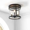 JONATHAN Y 12.5″ Oil Rubbed Bronze 3-Light Iron and Glass Flush Mount, Modern Farmhouse Rustic Vintage Lantern for Kitchen Bedroom Entryway, UL Listed, LED Bulbs Included JYL7503A