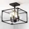 JONATHAN Y 13″ Oil Rubbed Bronze 4-Light Iron and Seeded Glass Flush Mount, Rustic Farmhouse Square Ceiling Light for Kitchen Bedroom Entryway, UL Listed, LED Bulbs Included JYL7514A