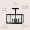 JONATHAN Y 13″ Oil Rubbed Bronze 4-Light Iron and Seeded Glass Flush Mount, Rustic Farmhouse Square Ceiling Light for Kitchen Bedroom Entryway, UL Listed, LED Bulbs Included JYL7514A