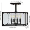 JONATHAN Y 13″ Oil Rubbed Bronze 4-Light Iron and Seeded Glass Flush Mount, Rustic Farmhouse Square Ceiling Light for Kitchen Bedroom Entryway, UL Listed, LED Bulbs Included JYL7514A