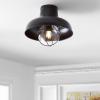 JONATHAN Y 13″ Oil Rubbed Bronze Metal LED Semi-Flush Mount Ceiling Light for Bedroom Kitchen, Industrial Farmhouse Rustic Fixture, Clear Glass Shade, LED Bulb Included JYL9523A(Oil-Rubbed Bronze)