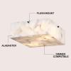 JONATHAN Y 13″ White Marbling/Black Square LED Flush Mount Ceiling Light, Modern Decor, White Marble Alabaster Shade, 2-Light Fixture for Bedroom, Hallway, Bathroom, Glam Lighting (JYL1201B)(Black with White Marble Finish Alabaster Shade)
