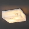 JONATHAN Y 13″ White Marbling/Black Square LED Flush Mount Ceiling Light, Modern Decor, White Marble Alabaster Shade, 2-Light Fixture for Bedroom, Hallway, Bathroom, Glam Lighting (JYL1201B)(White Marbling/Brass Gold)
