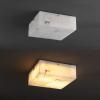 JONATHAN Y 13″ White Marbling/Black Square LED Flush Mount Ceiling Light, Modern Decor, White Marble Alabaster Shade, 2-Light Fixture for Bedroom, Hallway, Bathroom, Glam Lighting (JYL1201B)(White Marbling/Brass Gold)