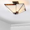 JONATHAN Y 15.7″ Ivory/Black 2-Light Glass and Metal Semi-Flush Mount, Tiffany-Style Mission Arts and Crafts Ceiling Light for Bedroom Foyer, LED Bulbs Included JYL8024A
