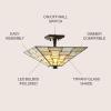 JONATHAN Y 15.7″ White/Cream 2-Light Glass and Metal Tiffany-Style Semi-Flush Mount, Geometric Inverted Pyramid Ceiling Light for Living Room, LED Bulbs Included JYL8027A