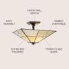 JONATHAN Y 15.75″ Black/White 2-Light Metal and Glass Tiffany-Style Semi-Flush Mount, Traditional Artisan Glass Ceiling Light for Bedroom Foyer, LED Bulbs Included JYL8025A