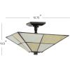 JONATHAN Y 15.75″ Black/White 2-Light Metal and Glass Tiffany-Style Semi-Flush Mount, Traditional Artisan Glass Ceiling Light for Bedroom Foyer, LED Bulbs Included JYL8025A