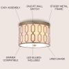 JONATHAN Y 16.75″ Oil Rubbed Bronze 3-Light LED Flush Mount Ceiling Light, Modern Geometric Metal Fixture for Bedroom Hallway, White Linen Shade, LED Bulbs Included (JYL3508A)(Soft Gold)