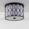 JONATHAN Y 16.75″ Oil Rubbed Bronze 3-Light LED Flush Mount Ceiling Light, Modern Geometric Metal Fixture for Bedroom Hallway, White Linen Shade, LED Bulbs Included (JYL3508A)(Oil-Rubbed Bronze)