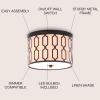 JONATHAN Y 16.75″ Oil Rubbed Bronze 3-Light LED Flush Mount Ceiling Light, Modern Geometric Metal Fixture for Bedroom Hallway, White Linen Shade, LED Bulbs Included (JYL3508A)(Oil-Rubbed Bronze)