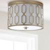 JONATHAN Y 16.75″ Oil Rubbed Bronze 3-Light LED Flush Mount Ceiling Light, Modern Geometric Metal Fixture for Bedroom Hallway, White Linen Shade, LED Bulbs Included (JYL3508A)(Soft Gold)