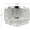 JONATHAN Y 17″ Black LED Flush Mount Ceiling Light, 3-Light Modern Glam Chandelier for Bedroom Living Room Hallway, Dimmable Metal Trellis with Clear Crystal Drops JYL6143A(Chrome/Clear)