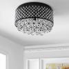 JONATHAN Y 17″ Black LED Flush Mount Ceiling Light, 3-Light Modern Glam Chandelier for Bedroom Living Room Hallway, Dimmable Metal Trellis with Clear Crystal Drops JYL6143A(Black/Clear)