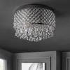 JONATHAN Y 17″ Black LED Flush Mount Ceiling Light, 3-Light Modern Glam Chandelier for Bedroom Living Room Hallway, Dimmable Metal Trellis with Clear Crystal Drops JYL6143A(Chrome/Clear)