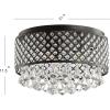JONATHAN Y 17″ Black LED Flush Mount Ceiling Light, 3-Light Modern Glam Chandelier for Bedroom Living Room Hallway, Dimmable Metal Trellis with Clear Crystal Drops JYL6143A(Black/Clear)