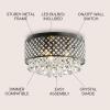 JONATHAN Y 17″ Black LED Flush Mount Ceiling Light, 3-Light Modern Glam Chandelier for Bedroom Living Room Hallway, Dimmable Metal Trellis with Clear Crystal Drops JYL6143A(Black/Clear)