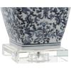 JONATHAN Y 28″ Blue and White Ceramic LED Table Lamp, Chinoiserie Hand-Painted Pattern with Crystal Base, White Square Linen Shade for Bedroom, Living Room, LED Bulb Included JYL5046A