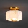 JONATHAN Y 8″ White Marbling/Black Modern 1-Light Hexagonal LED Semi Flush Mount Ceiling Light, White Alabaster Marble Shade, Glam Lamp for Hallway, Bedroom, Bathroom, LED Bulb Included (JYL1204B)(White Marbling/Brass Gold)