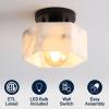 JONATHAN Y 8″ White Marbling/Black Modern 1-Light Hexagonal LED Semi Flush Mount Ceiling Light, White Alabaster Marble Shade, Glam Lamp for Hallway, Bedroom, Bathroom, LED Bulb Included (JYL1204B)(Black with White Alabaster Shade)