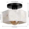 JONATHAN Y 8″ White Marbling/Black Modern 1-Light Hexagonal LED Semi Flush Mount Ceiling Light, White Alabaster Marble Shade, Glam Lamp for Hallway, Bedroom, Bathroom, LED Bulb Included (JYL1204B)(Black with White Alabaster Shade)