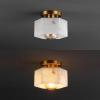 JONATHAN Y 8″ White Marbling/Black Modern 1-Light Hexagonal LED Semi Flush Mount Ceiling Light, White Alabaster Marble Shade, Glam Lamp for Hallway, Bedroom, Bathroom, LED Bulb Included (JYL1204B)(White Marbling/Brass Gold)