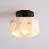 JONATHAN Y 8″ White Marbling/Black Modern 1-Light Hexagonal LED Semi Flush Mount Ceiling Light, White Alabaster Marble Shade, Glam Lamp for Hallway, Bedroom, Bathroom, LED Bulb Included (JYL1204B)(Black with White Alabaster Shade)