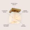 JONATHAN Y 8″ White Marbling/Black Modern 1-Light Semi Flush Mount Ceiling Light for Bedroom, Cube White Alabaster Marble Shade, Mid-Century Minimalist Fixture, LED Bulb Included (JYL1203B)(White Marbling/Brass Gold)