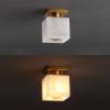 JONATHAN Y 8″ White Marbling/Black Modern 1-Light Semi Flush Mount Ceiling Light for Bedroom, Cube White Alabaster Marble Shade, Mid-Century Minimalist Fixture, LED Bulb Included (JYL1203B)(White Marbling/Brass Gold)