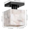 JONATHAN Y 8″ White Marbling/Black Modern 1-Light Semi Flush Mount Ceiling Light for Bedroom, Cube White Alabaster Marble Shade, Mid-Century Minimalist Fixture, LED Bulb Included (JYL1203B)(Black with White Alabaster Shade)