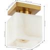 JONATHAN Y 8″ White Marbling/Black Modern 1-Light Semi Flush Mount Ceiling Light for Bedroom, Cube White Alabaster Marble Shade, Mid-Century Minimalist Fixture, LED Bulb Included (JYL1203B)(White Marbling/Brass Gold)