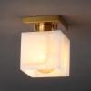 JONATHAN Y 8″ White Marbling/Black Modern 1-Light Semi Flush Mount Ceiling Light for Bedroom, Cube White Alabaster Marble Shade, Mid-Century Minimalist Fixture, LED Bulb Included (JYL1203B)(White Marbling/Brass Gold)