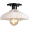 JONATHAN Y 10″ Black/White 1-Light Modern LED Semi Flush Mount Ceiling Fixture, Alabaster Shade for Hallway Bedroom Foyer, Mid-Century Dimmable Lamp, Edison LED Bulb Included (JYL1207B)(White/Black with White Shade)