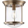 JONATHAN Y 10.25″ Oil Rubbed Bronze LED Flush Mount Light, Nautical Ceiling Light for Hallway Entryway, Clear Glass Dome Shade, Traditional Metal Hardwired Fixture (JYL7440B)(Brass Gold)
