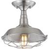 JONATHAN Y 10.5″ Brushed Nickel Gabe LED Semi-Flush Mount Ceiling Light for Farmhouse Kitchen, Rustic Industrial Metal Empire Light Fixture, LED Bulb Included (JYL9517B)(Brushed Nickel)