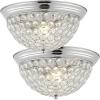 JONATHAN Y 12″ Chrome 1-Light Iron and Crystal Flush Mount Ceiling Light Set of 2, Glam Traditional Shimmering Dome Lamp for Hallway Bedroom Bathroom, LED Bulbs Included JYL9901A-SET2