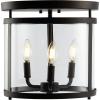 JONATHAN Y 12.5″ Oil Rubbed Bronze 3-Light Iron and Glass Flush Mount, Modern Farmhouse Rustic Vintage Lantern for Kitchen Bedroom Entryway, UL Listed, LED Bulbs Included JYL7503A