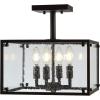 JONATHAN Y 13″ Oil Rubbed Bronze 4-Light Iron and Seeded Glass Flush Mount, Rustic Farmhouse Square Ceiling Light for Kitchen Bedroom Entryway, UL Listed, LED Bulbs Included JYL7514A