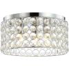 JONATHAN Y 15″ Chrome 3-Light Crystal and Iron Flush Mount, Glam Modern Drum Ceiling Light Fixture for Hallway Bedroom Bathroom, UL Listed, LED Bulbs Included JYL6144A