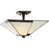 JONATHAN Y 15.7″ Ivory/Black 2-Light Glass and Metal Semi-Flush Mount, Tiffany-Style Mission Arts and Crafts Ceiling Light for Bedroom Foyer, LED Bulbs Included JYL8024A