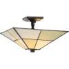 JONATHAN Y 15.75″ Black/White 2-Light Metal and Glass Tiffany-Style Semi-Flush Mount, Traditional Artisan Glass Ceiling Light for Bedroom Foyer, LED Bulbs Included JYL8025A