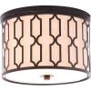 JONATHAN Y 16.75″ Oil Rubbed Bronze 3-Light LED Flush Mount Ceiling Light, Modern Geometric Metal Fixture for Bedroom Hallway, White Linen Shade, LED Bulbs Included (JYL3508A)(Oil-Rubbed Bronze)