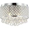 JONATHAN Y 17″ Black LED Flush Mount Ceiling Light, 3-Light Modern Glam Chandelier for Bedroom Living Room Hallway, Dimmable Metal Trellis with Clear Crystal Drops JYL6143A(Chrome/Clear)