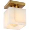 JONATHAN Y 8″ White Marbling/Black Modern 1-Light Semi Flush Mount Ceiling Light for Bedroom, Cube White Alabaster Marble Shade, Mid-Century Minimalist Fixture, LED Bulb Included (JYL1203B)(White Marbling/Brass Gold)